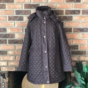Andrew Marc Funnel Neck Snap Button Puffer Coat